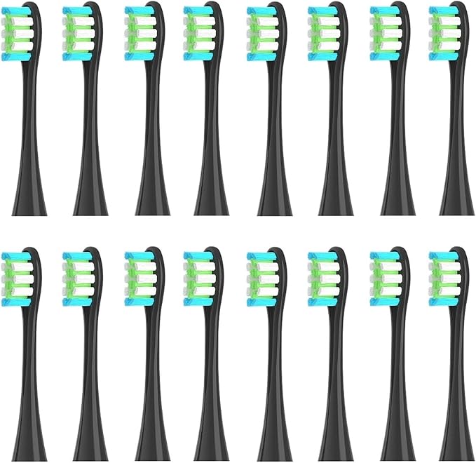 16pcs Replacement Brush HeadsCompatible for X/Pro/ Z1/ SE F1 /One/ PW01/03/05/07/09 P5 Toothbrush(16 Black)