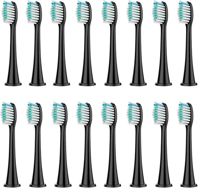 Replacement Brush Heads Compatible for HX3/HX6/HX9 Series Toothbrush HX6064(16Pcs Black)