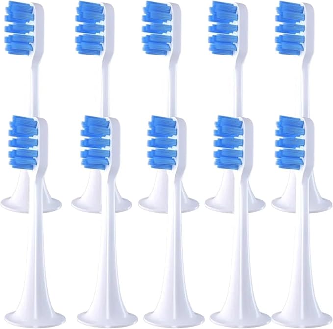 4/10Pcs/SetCompatible for T300/T500 Replacement Brush Heads Electric Toothbrush Protect Soft Nozzles Bristle(10Blue-D)