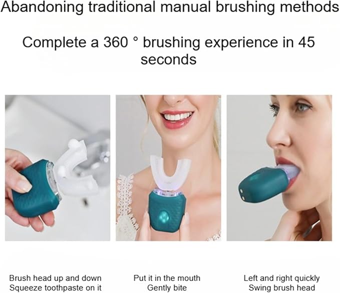 Scandinavian Smiles U-Shaped Electric Toothbrush 360° Sonic Cleaning for Adults &amp Kids 3 Modes USB-C Rechargeable (Black)