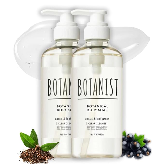Botanist Natural Body Wash for Women Mens Full Body Wash for Sensitive Skin by Squalane Shea Butter&amp Aloe Vera Sulfate Free Shower Gel &amp Bath Soap from Japan 16.5 Fl Oz Cassis &amp Leaf Gr