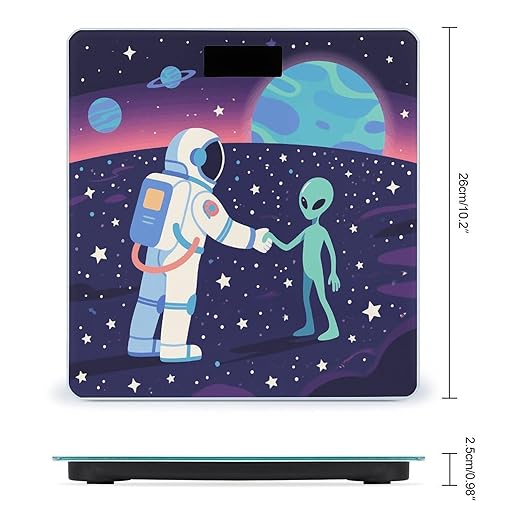 Astronaut Meets Alien Weight Scale Cute Bathroom Scale for Body Highly Accurate Digital Weighing Machine for People Compact LCD Display Scales with Sturdy Toughened Glass Scales