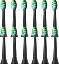 12pcs Replacement Toothbrush Heads Compatible for Sonicare Click-on HandlesSoft Bristles(12pcs Black)