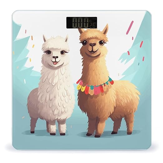 Llama AlpacaScale for Body Weight with LCD High Precision Weighing Scales Fashion Sturdy Tempered Glass Weight Scales Easy-to-Read Digital Bathroom Scale for Daily 400lb