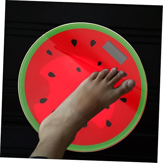 FRCOLOR Cartoon Watermelon Digital Weight Scale Mini Tempered Bathroom Scale Read Display Accurate Measurement for Home Use Fun Summer Design