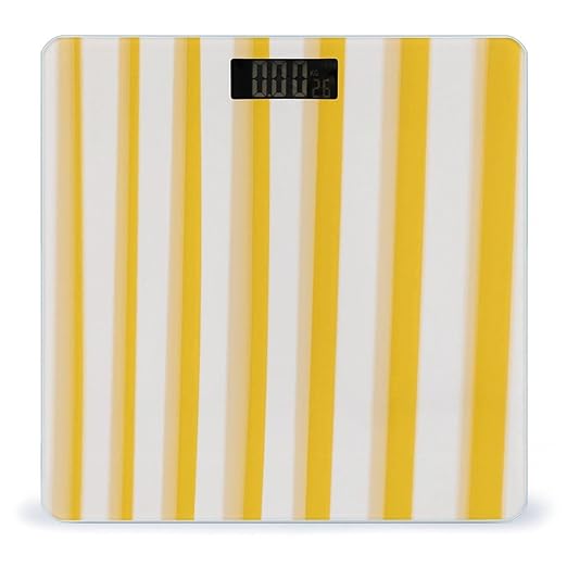 Yellow Stripe Weight Scale Cute Bathroom Scale for Body Highly Accurate Digital Weighing Machine for People Compact LCD Display Scales with Sturdy Toughened Glass Scales