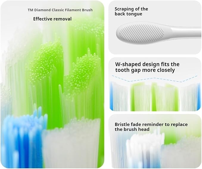 6pcs Replacement Brush Heads Compatible for Flow/X PRO Elite/X /F1/Z1/One/ Air2 Toothbrush Nozzles(6 pcs White)