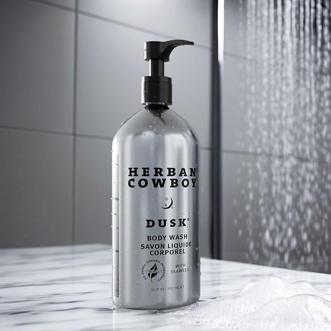 Herban Cowboy Body Wash Rich Cologne Scent Enhanced with Plant-Powered Ingredients Vegan Body Wash (Dusk 30 Ounce Aluminum Bottle)
