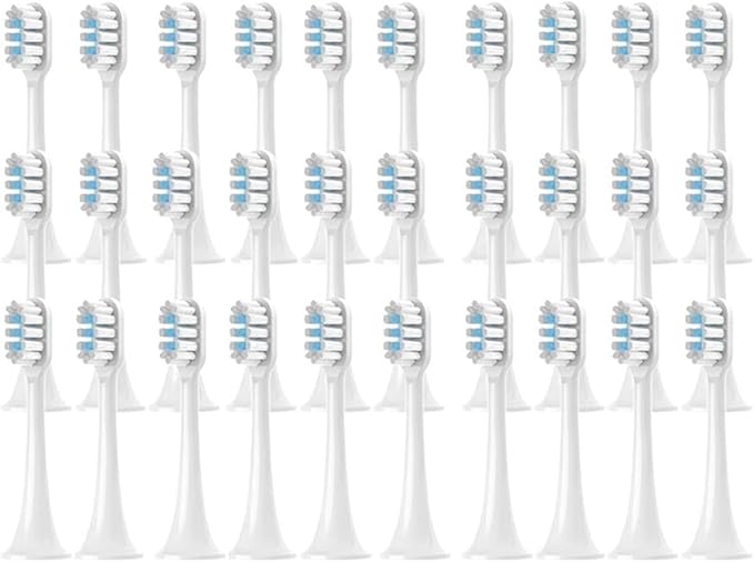 4/8/12/16PCS Compatible for MIJIA T302 Replacement Toothbrush Heads Sonic Electric Vacuum DuPon Soft Bristle Brush(T302White Blue-30pcs)