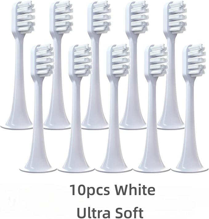 Compatible for Xiaomi Mijia T300 T500 T700 Ultrasonic for Electric Toothbrush Nozzles High-Density Replacement Tooth Brush Head(White-Soft)