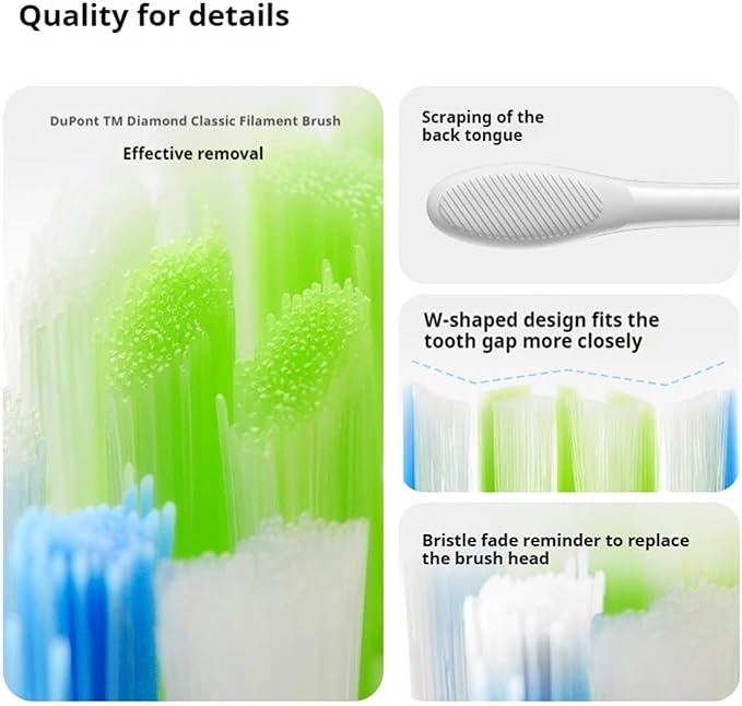 6 Pcs Replacement Brush Heads for X PRO Elite/X /F1/Z1/One/ Air2 Toothbrush Nozzles(6 pcs White)