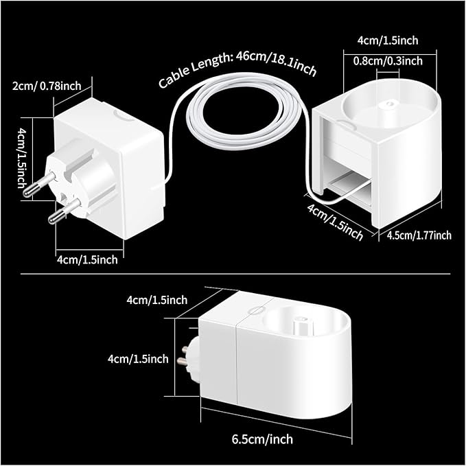 Electric Toothbrush ChargerCompatible for Oral-B Compatible for Braun Models Wall(Excludes IO 7/8/9/10 Series and Sonic Pulse Series) 2-in-1(US W)
