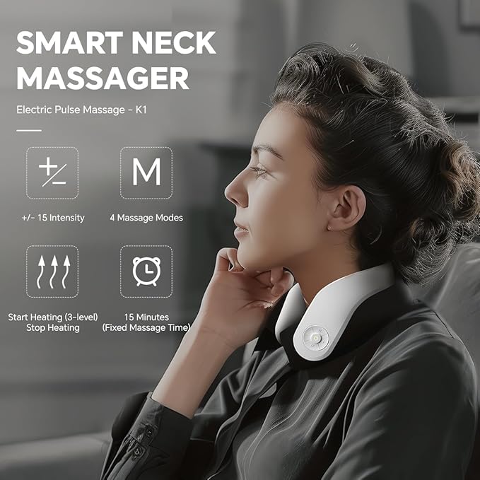 Vitality™ Magic Pro K1 Neck Massager with Heat Portable Cordless Travel Massager for Pain Relief Deep Tissue Vibration Promote Muscle Relaxation Home Use Upgraded 2026