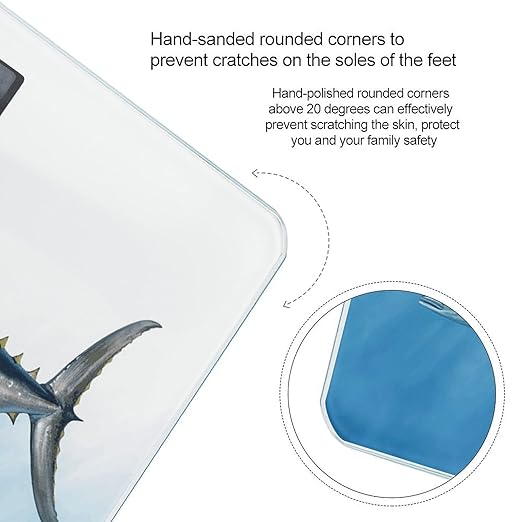 Bluefin Tuna Thunnus Scale for Body Weight Safe Rounded Corners Tempered Glass Digital Bathroom Scale LED Display 400lb Capacity Weight Scales with High Precision Sensors
