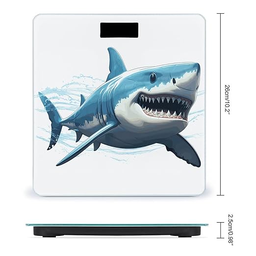 Blue Shark Bathroom ScaleHighly Accurate Digital Weighing Machine for People Bright LED Display Weight Scale for The Aldult Home Use