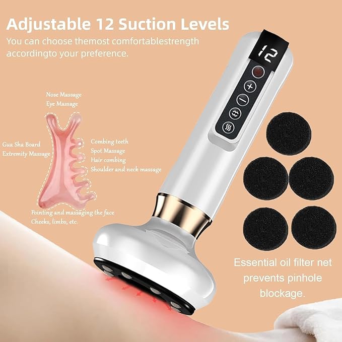 Intelligent Handheld Massage Tool for Anti - Cellulite Electric Cupping Device with 12 Suction Modes. This Fat Remover Massager is suitable for Arms Legs Back and can be Used at Home. (jet - black)