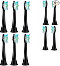 Replacement Toothbrush Heads Compatible with Mitimi T2405 Model Electric Toothbrush 10 Pack Black