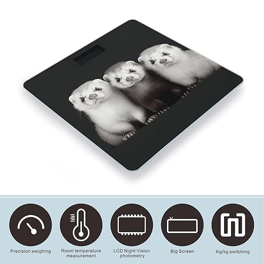Digital Bathroom Scale for Body Weight Scale with Bright LCD Display High Accuracy Step-On Technology Auto On/Off Ferrets Digital Scales 400 Lbs /180kg