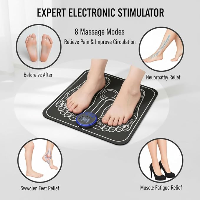 Health Expert Electronic Stimulator and Powered Muscle Stimulation for Pain Relief EMS Foot Massager
