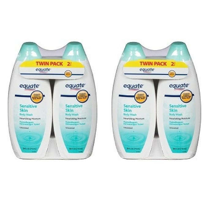 Equate Sensitive Skin Unscented Body Wash 24 fl oz (Pack of 4)