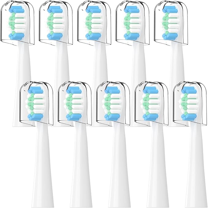 10 PCsCompatible with Oral-B Pulsonic Electric Toothbrush Sound Replacement Heads for On(White)