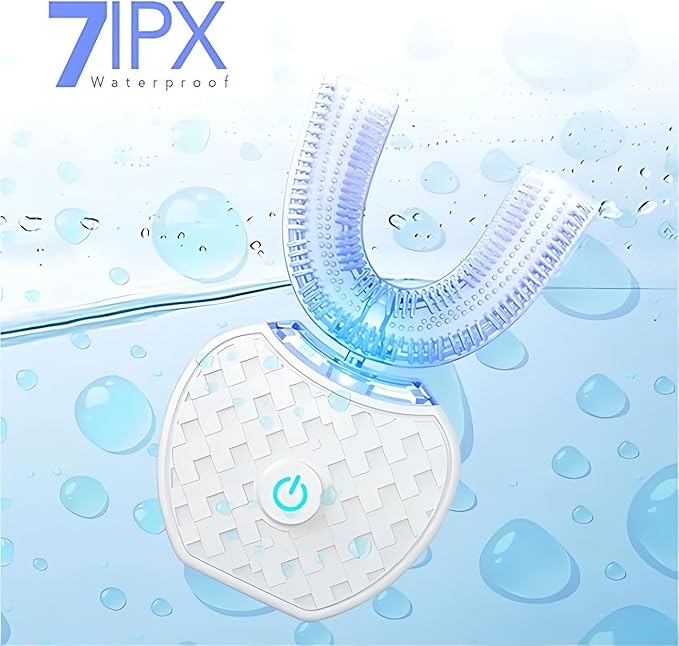Aimery Automatic Toothbrush U Shaped Toothbrush for Adults 360° - Ultrasonic U-Automatic Toothbrushes for Teeth Whitening - Wireless Charging &amp LED Light - Waterproof IPX7 Certified