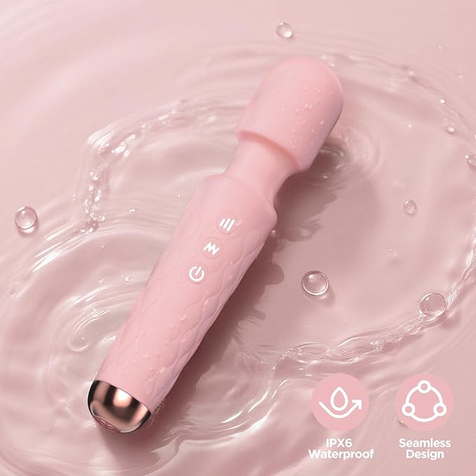 Personal Massager - 4H Max Runtime &amp Ultra-Quiet - Waterproof - 20 Modes 8 Speeds for Deep Tissue Back Massage Post-Workout Recovery and Neck Muscle Relaxation（Pink）