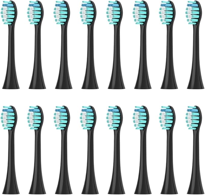 16pcs Replacement Toothbrush Heads Compatible for P7/Y8/G7/SUP/T10/T9 Head Soft Bristles Nozzles(16PCS Black)