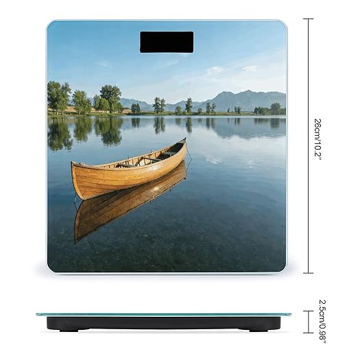 Canoe Lake Weight ScaleClear LED Display Bathroom Digital Weighing ScaleTempered Glass Digital Bathroom Scale for Body Weight Capacity Up to 400 Lbs