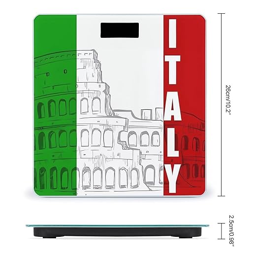 Digital Bathroom Scale for Body Weight Scale with Bright LCD Display High Accuracy Step-On Technology Auto On/Off Roman Colosseum Italian Flag Digital Scales 400 Lbs /180kg