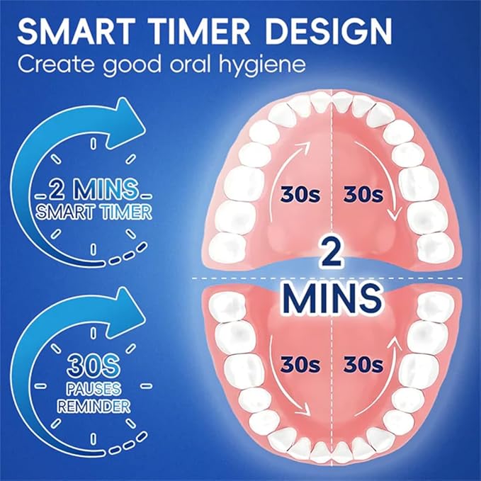 360 Rotating Toothbrush (Six Brush HeadsBlack)