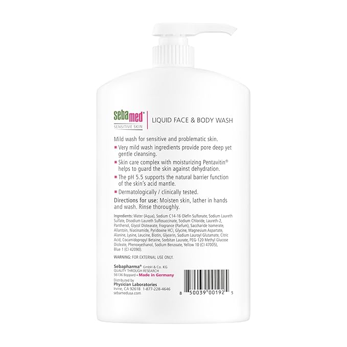 SEBAMED Liquid Face and Body Wash (1 Liter) (1L + 200mL Bundle)