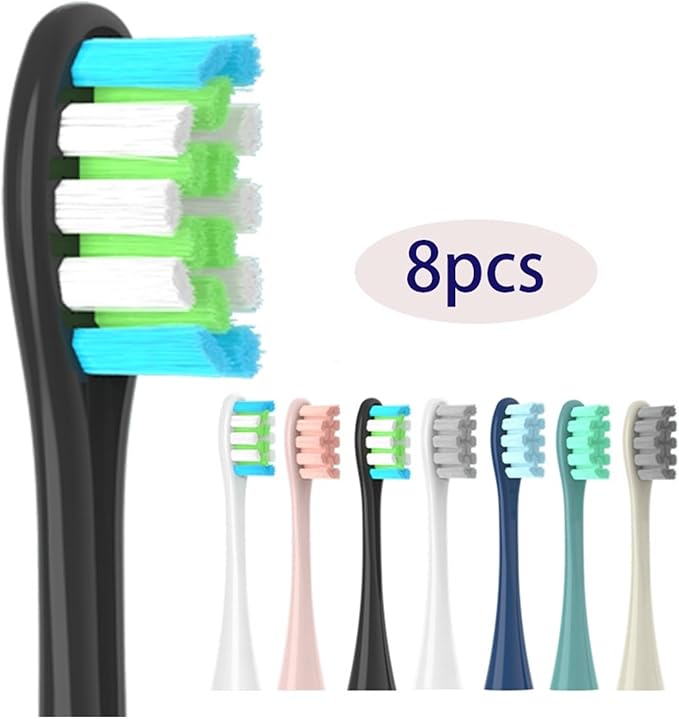 8 Pcs Replacement Brush HeadsCompatible for Oclean X PRO Elite/Flow/F1/One/X/All Series Electric Toothbrush(8 pcs Blue)