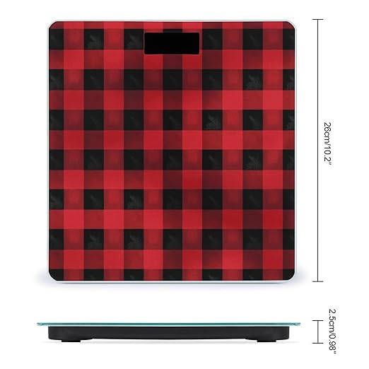 Red Black Buffalo Check Plaid Pattern Scale for Body Weight Digital Bathroom Scale Accurate Smart Weight Scales with Large Display Weighing Machine High Precision Scales