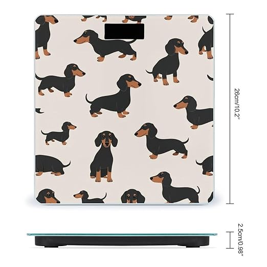 Smart Scale for Body Weight Automatic Switch Digital Bathroom Weighing Scale Cartoon Dachshund Weiner Dog Pet Dogs