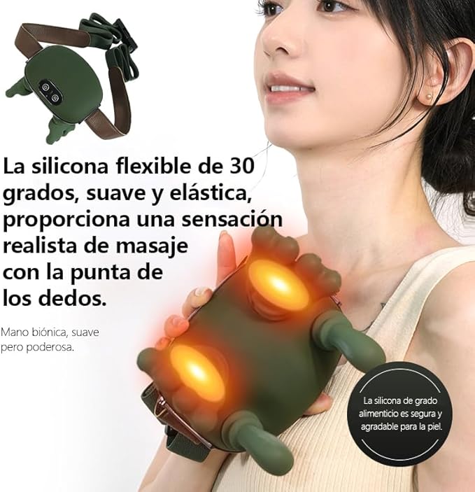 Biomimetic Heated Massager Portable Acupressure Neck and Back Massager Electric deep Tissue 4D kneading Massage Designed to Relieve Pain and Relax Muscles with Simulated Human Hands(Green)