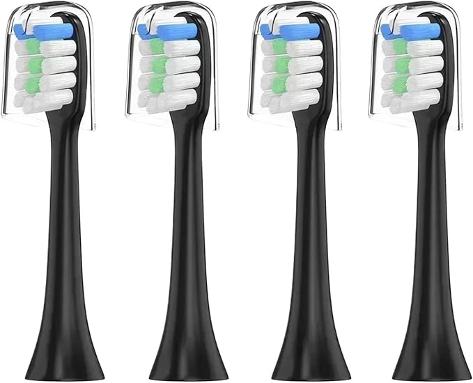 4pcs Toothbrush Brush Compatible for x1 X3 Teeth Tooth Adult(4pas Black)