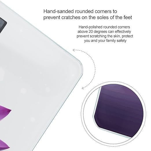 Lotus Flower Purple2 Weight ScaleClear LED Display Bathroom Digital Weighing ScaleTempered Glass Digital Bathroom Scale for Body Weight Capacity Up to 400 Lbs