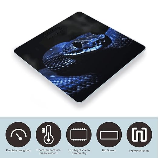 Blue Snake Scale for Body Weight Accurate Digital Bathroom Scale Toughened Glass High Precision Scales Smart Weight Scales with Large LCD Backlight Display Weighing Machine