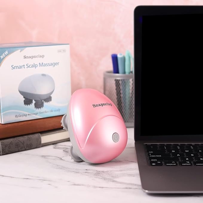 Rechargeable Head Scalp &amp Full Body Massager Electric Kneading Massager with 4 Speed Modes Portable Handheld for Pain Relief Hair Growth &amp Deep Relaxation Pink