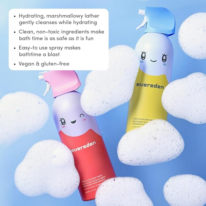 Evereden Kids Cloud Body Wash (6.7 fl. oz. Juicy Citrus) : Creamy Nourishing Cloud-Like Texture and Multi-Vitamin Body Lotion Gentle &amp Non-Toxic Moisturizing Kids Lotion