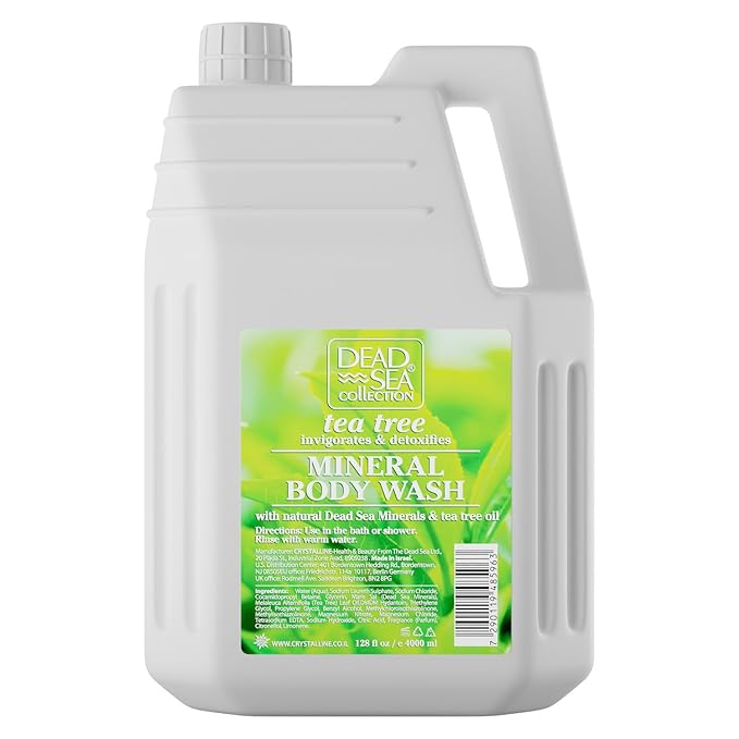 Dead Sea Collection Tea Tree Body Wash Refill for Women and Men – Bulk Size with Dead Sea Minerals and Tea Tree Oil – Cleanses and Moisturizes Skin (128 fl. oz)