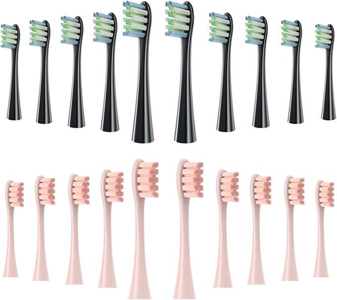 10-40PCS Replacement Brush HeadCompatible for Oclean Electric Toothbrush Soft Bristle X/X PRO/ Z1 Brushes Replaceable Head(10 Black 10 Pink)