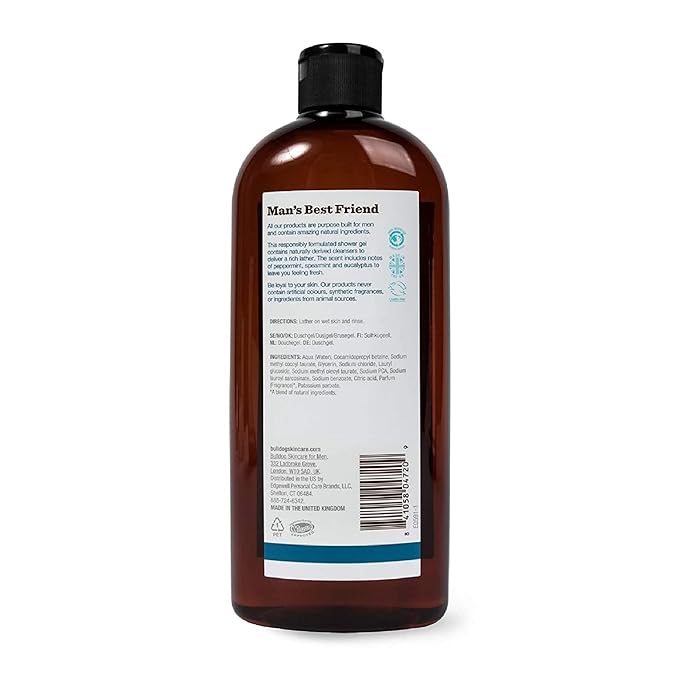 BULLDOG Mens Skincare and Grooming Body Wash Peppermint and Eucalyptus 16.9 Fluid Ounce
