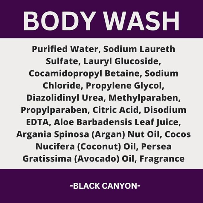 Black Canyon Black Currant Vanilla Scented Body Wash 16 Oz (2 Pack)