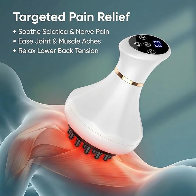 Body Sculpting Massager &amp Anti-Cellulite Massage Tool for Legs Arms &amp Stomach Smooth Skin Support Gentle Heat &amp Vibration Rechargeable Portable Full-Body Massager White