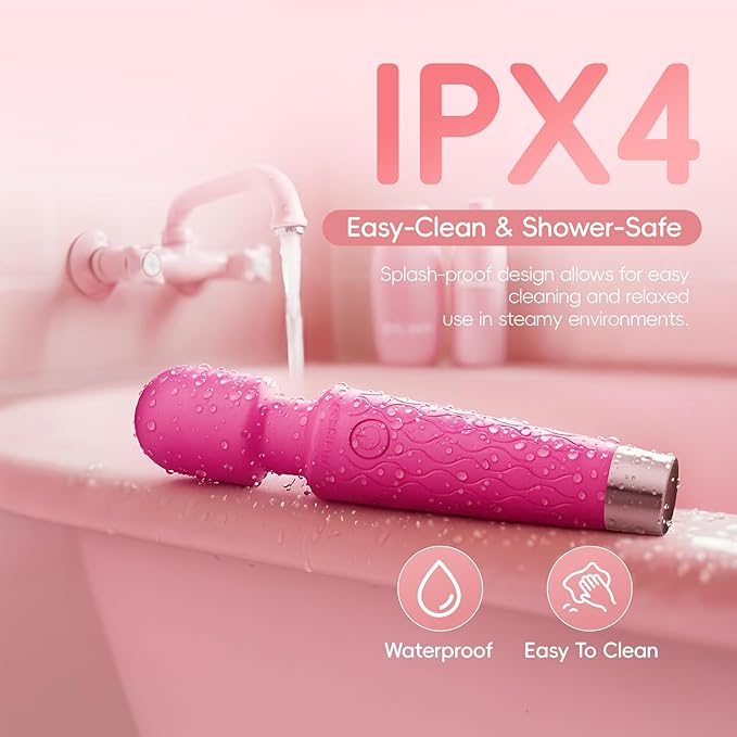 Aura Mini Personal Massager - Rechargeable Cordless Wand 7 Vibration Speeds IPX4 Waterproof Compact Handheld Design Body-Safe Silicone Gift for Women Travel Portable Rose Purple