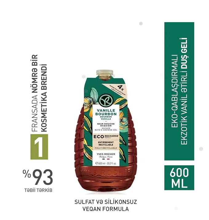 Yves Rocher Bourbon Vanilla Nourishing Shower Gel Bath &amp Body Routine Women Men Day Care 600 ml./20.2 fl.oz.