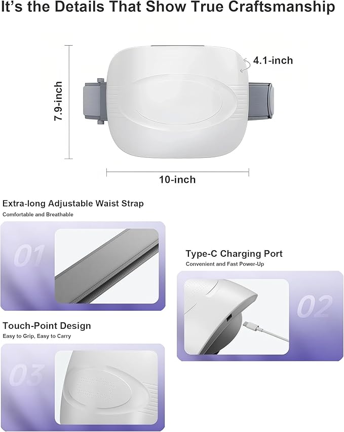 Abdominal Massager Belt – Electric Belly Stomach &amp Tummy Massage Machine and Tool with Dual Kneading Discs Soothing Heat Wireless &amp Rechargeable