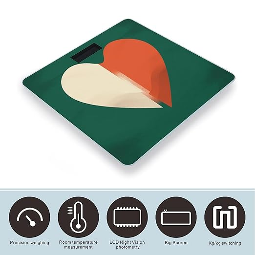 Red and White Pattern Scale for Body Weight Precision Bathroom Weighing Scales with Back Lit LCD Display Sturdy Tempered Glass Body Weight Scales Digital Bathroom Scale 400lb